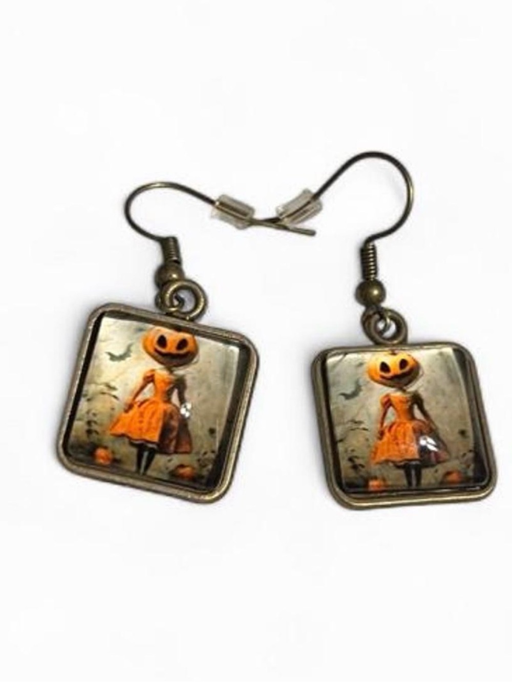 New Pumpkin Girl Halloween Dangle Earrings #215